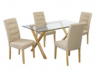 LPD Roma Pair Of Beige Fabric Dining Chairs Thumbnail