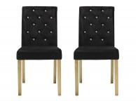 LPD Paris Pair Of Black Velvet Fabric Dining Chairs Thumbnail