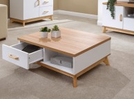 GFW Nordica 2 Drawer Coffee Table in Oak and White Thumbnail