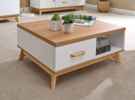 GFW Nordica 2 Drawer Coffee Table in Oak and White Thumbnail