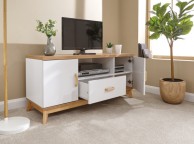 GFW Nordica Large TV Unit in Oak and White Thumbnail
