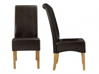 LPD Padstow Pair Of Brown Faux Leather Dining Chairs Thumbnail