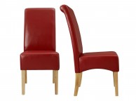 LPD Padstow Pair Of Red Faux Leather Dining Chairs Thumbnail