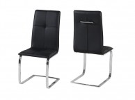 LPD Opus Pair Of Black Faux Leather Dining Chairs Thumbnail