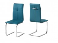 LPD Opus Pair Of Teal Faux Leather Dining Chairs Thumbnail