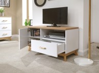 GFW Nordica Small TV Unit in Oak and White Thumbnail