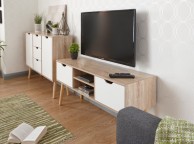 GFW Stockholm TV Cabinet in White Oak Effect Thumbnail