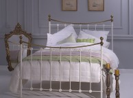 OBC Carrick 3ft Single White With Brass Metal Bed Frame Thumbnail
