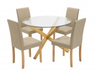 LPD Oporto Medium Size Dining Table Set With 4 Anna Beige Chairs Thumbnail