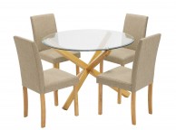 LPD Oporto Medium Size Dining Table Set With 4 Anna Beige Chairs Thumbnail