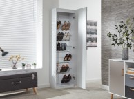 GFW 180cm Mirrored Shoe Cabinet in White Thumbnail