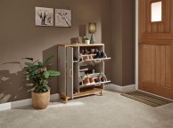 GFW Nordica Shoe and Boot Cabinet in Oak and Grey Thumbnail