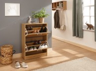 GFW Stirling Two Tier Shoe Cabinet in Oak Finish Thumbnail