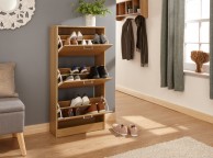 GFW Stirling Three Tier Shoe Cabinet in Oak Finish Thumbnail