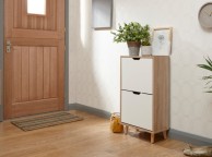 GFW Stockholm Two Tier Shoe Cabinet White Oak Effect Thumbnail