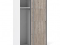 FTG Verona White And Truffle Oak Sliding Door Wardrobe (120cm 2 x Shelf) Thumbnail