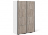 FTG Verona White And Truffle Oak Sliding Door Wardrobe (120cm 2 x Shelf) Thumbnail