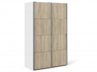 FTG Verona White And Oak Finish Sliding Door Wardrobe (120cm 2 x Shelf) Thumbnail