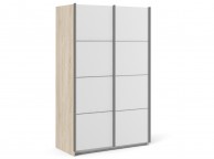 FTG Verona Oak And White Sliding Door Wardrobe (120cm 5 x Shelf) Thumbnail