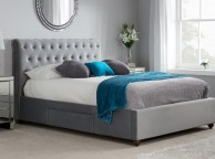 Birlea Marlow 5ft Kingsize Grey Fabric Bed Frame with 2 Drawers Thumbnail