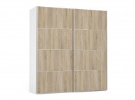 FTG Verona White And Oak Finish Sliding Door Wardrobe (180cm 2 x Shelf) Thumbnail