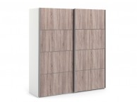 FTG Verona White And Truffle Oak Sliding Door Wardrobe (180cm 2 x Shelf) Thumbnail