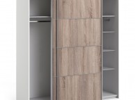 FTG Verona White And Truffle Oak Sliding Door Wardrobe (180cm 5 x Shelf) Thumbnail