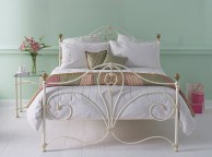 OBC Melrose 4ft Small Double Glossy Ivory Metal Headboard Thumbnail