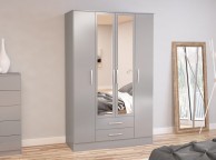 Birlea Lynx Grey 4 Door 2 Drawer Wardrobe With Centre Mirrors Thumbnail