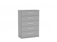 Birlea Lynx Grey Gloss 5 Drawer Chest of Drawers Thumbnail
