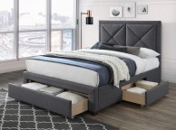 Limelight Cezanne 5ft Kingsize Dark Grey Fabric Bed Frame With Drawers Thumbnail