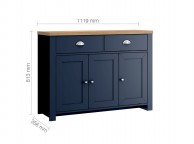Birlea Winchester 3 Door 2 Drawer Sideboard In Navy Blue And Oak Thumbnail