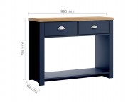 Birlea Winchester 2 Drawer Console Table In Navy Blue And Oak Thumbnail