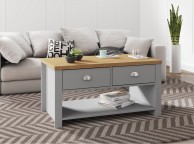 Birlea Winchester 2 Drawer Coffee Table In Grey And Oak Thumbnail