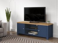 Birlea Winchester Large TV Unit In Navy Blue And Oak Thumbnail