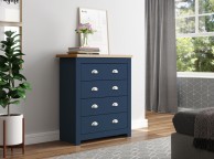 Birlea Winchester 4 Drawer Navy Blue In Grey And Oak Thumbnail