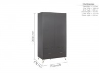 Birlea Arlo 2 Door 2 Drawer Wardrobe In Charcoal Grey Thumbnail