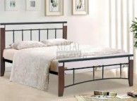 Metal Beds Kentucky 4ft6 (135m)  Double Black and Antique Oak Bed Frame Thumbnail