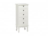 LPD Antoinette 5 Drawer Tall Narrow Chest In White Thumbnail