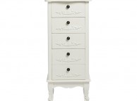 LPD Antoinette 5 Drawer Tall Narrow Chest In White Thumbnail