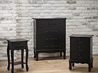 LPD Antoinette 3 Drawer Bedside Chest In Black Thumbnail