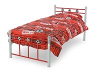 Metal Beds Soccer 3ft Single White and Red Metal Bed Frame Thumbnail