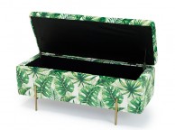 LPD Lola Palm Print Ottoman Storage Box Thumbnail