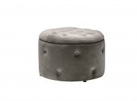 LPD Cleo Round Storage Pouff In Charcoal Grey Thumbnail