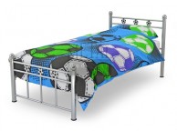Metal Beds Soccer 3ft (90cm) Single Silver Metal Bed Frame Thumbnail
