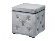 LPD Valentina Storage Stool In Silver Fabric Thumbnail