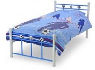 Metal Beds Soccer 3ft Single Light Blue and White Metal Bed Frame Thumbnail