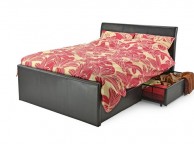 Metal Beds Texas 4ft (120cm) Small Double Brown Faux Leather Bed Frame With Drawers Thumbnail