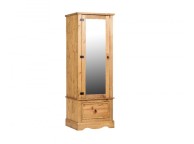 Core Corona Pine Single Mirror Door Wardrobe Thumbnail