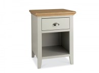 Bentley Designs Hampstead Soft Grey And Oak 1 Drawer Nightstand Thumbnail